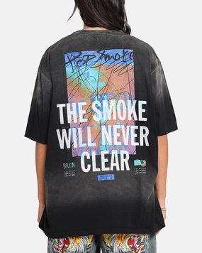 WrinkleResistant Texture Gym clothing Pop Smoke Never Clear T-Shirt Black Wash