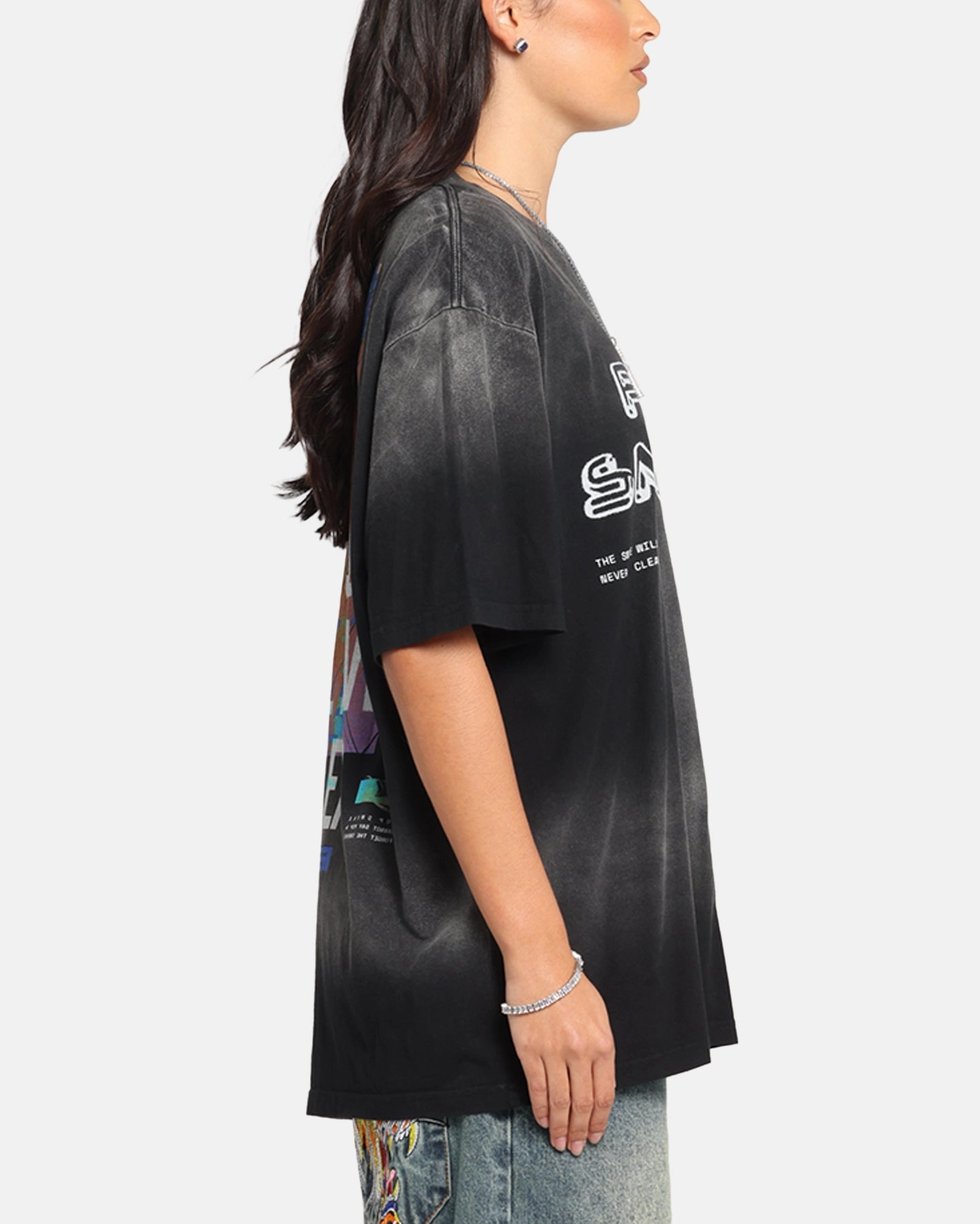 Pop Smoke Never Clear T-Shirt Black Wash MicroPiqueKnit dry cleanable