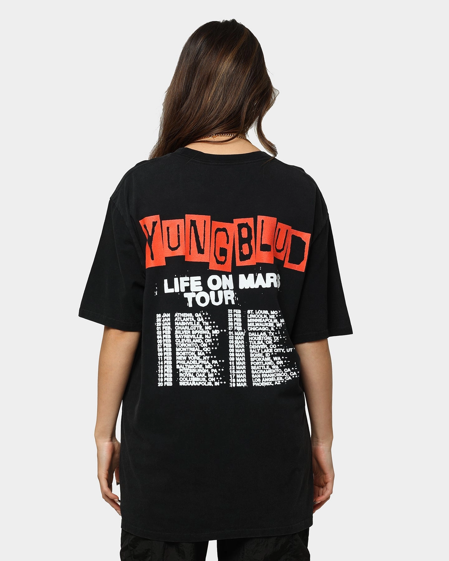 YUNGBLUD Life On Mars Tour Vintage T-Shirt Washed Black Eco Friendly Dye Fun and Playful