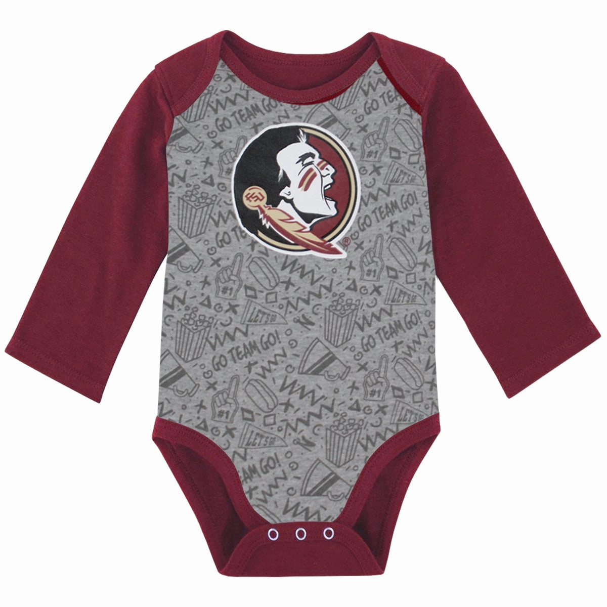 Outerstuff Infant Seminoles Future Player Long Sleeve 2pk Creeper Set - Garnet/Gold/Grey Anti Pilling Process