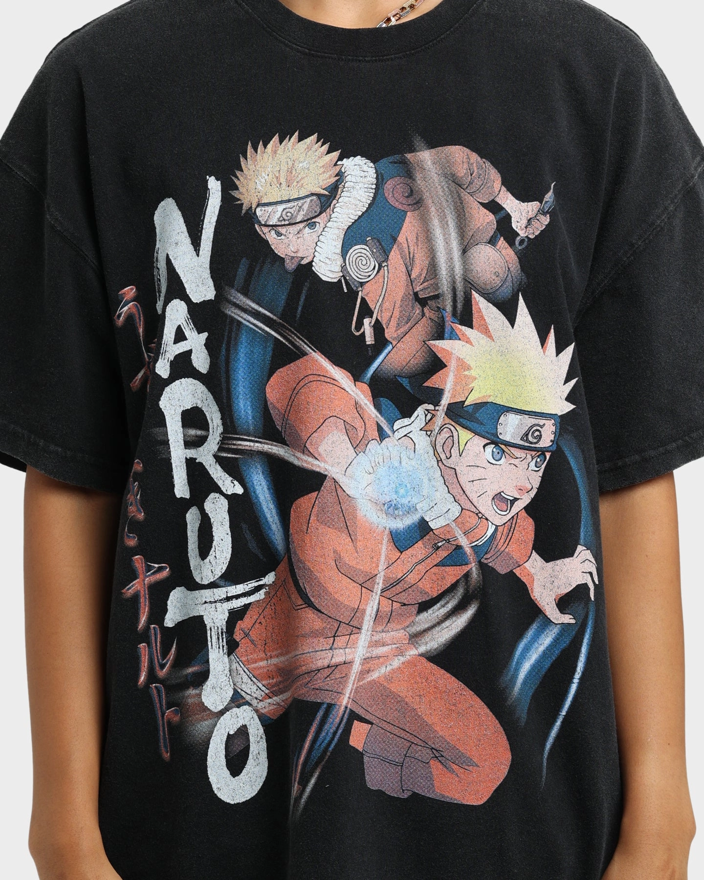 Thermal Regulation Fabric Layering Piece Goat Crew X Naruto Naruto Premium Vintage T-Shirt Vintage Black