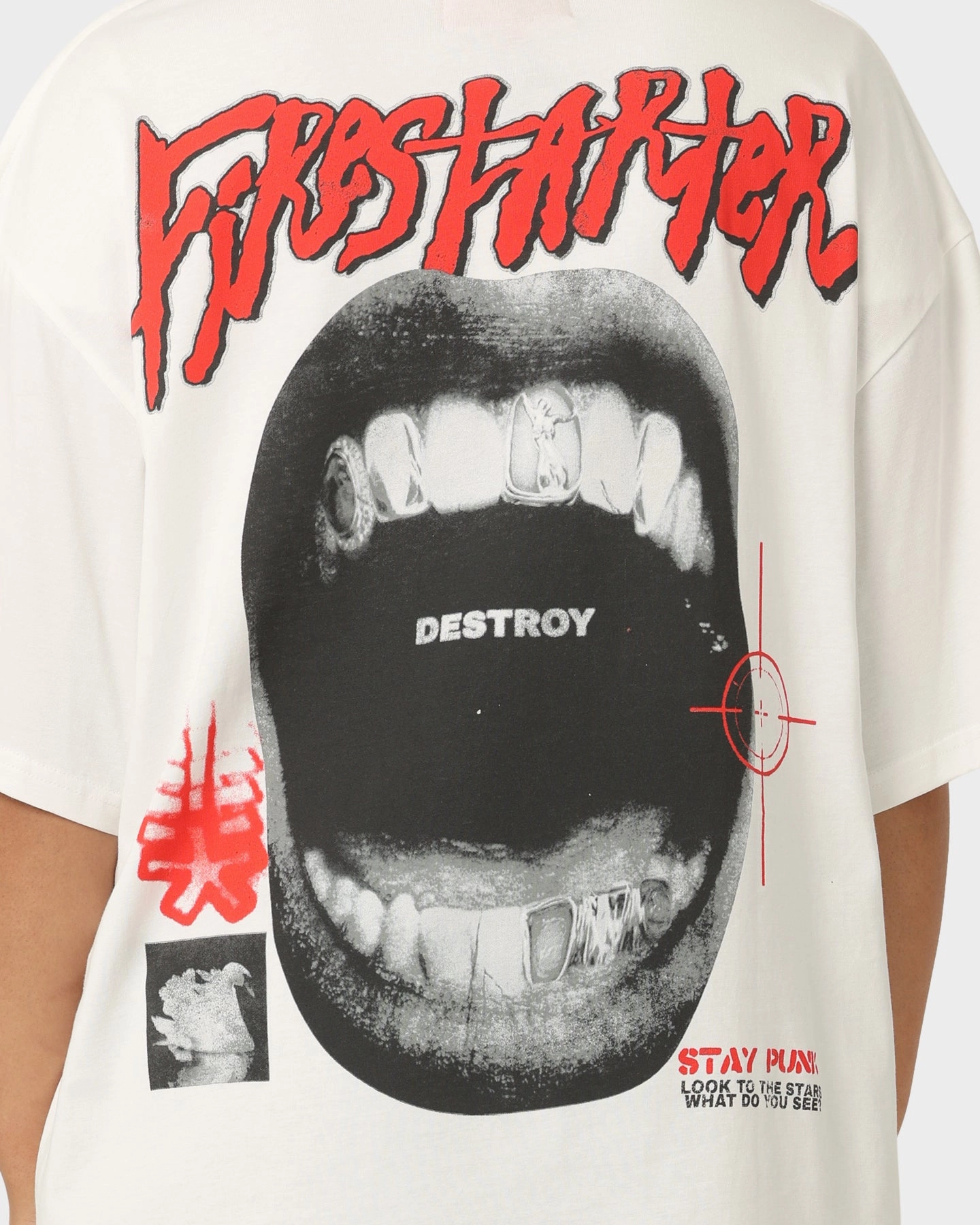 Edgy Loiter Firestarter Vintage T-Shirt Off White