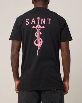 Micro Perforated Fabric Saint Morta Daggers Lafayette T-Shirt Vintage Black/Pink