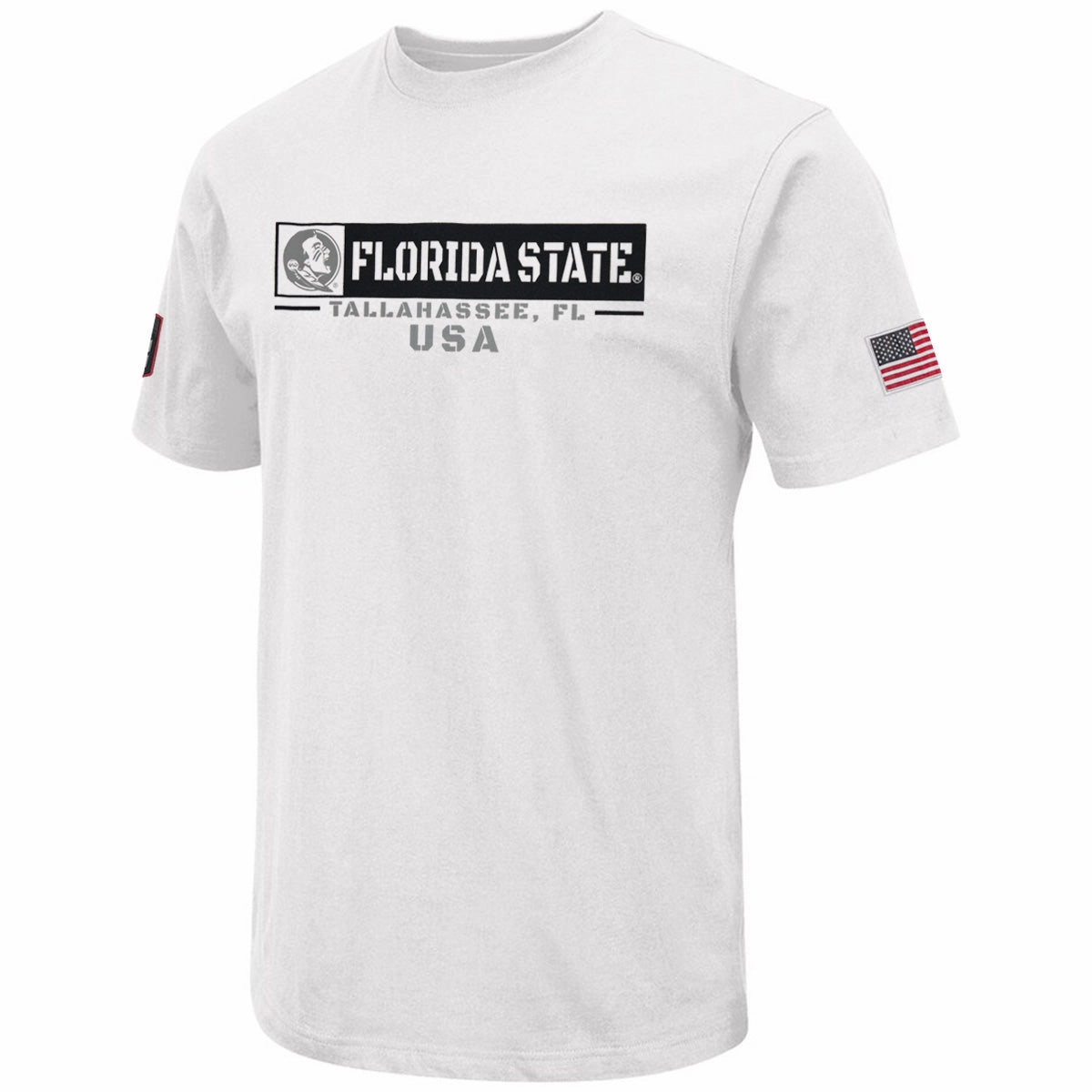 Urban Streetwear Colosseum Men's OHT Seminole Logo/Florida State Design Short Sleeve T-shirt - White