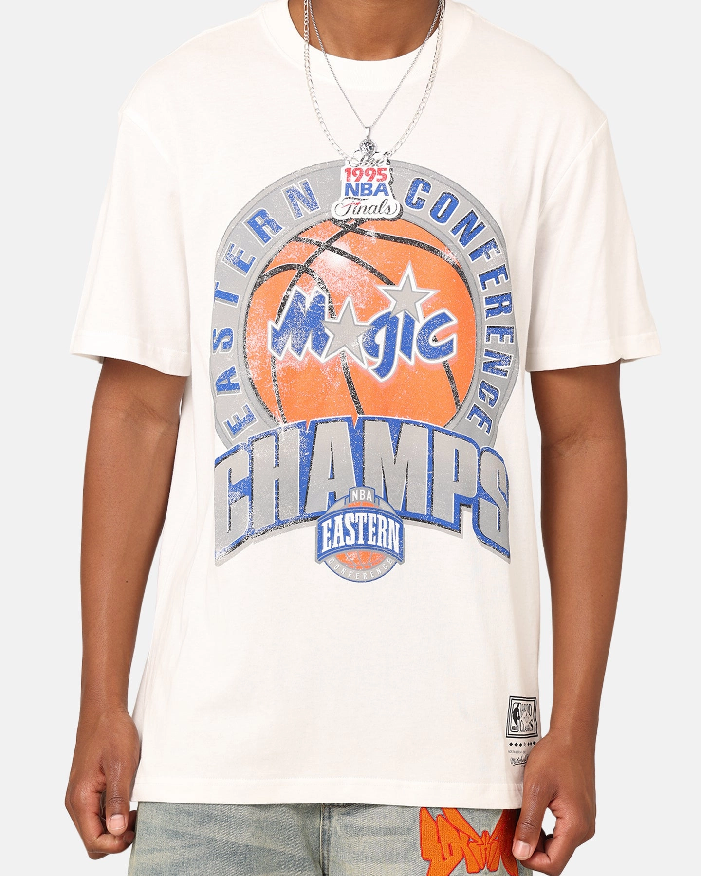 Mitchell & Ness Orlando Magic 1995 Eastern Conference T-Shirt Vintage White Plus size clothing