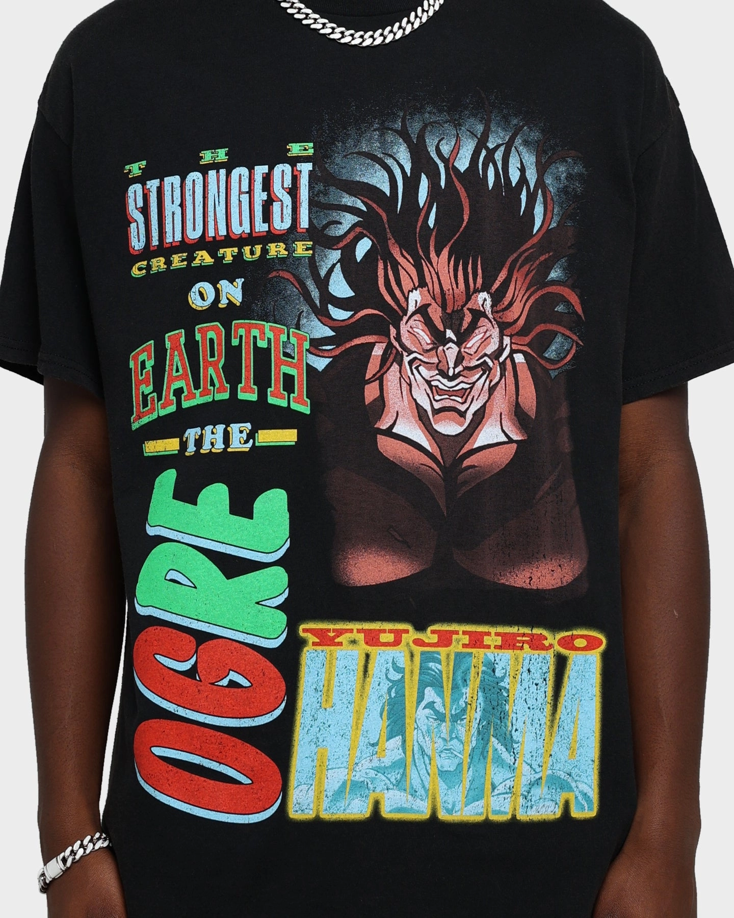 Colorfast Material Hiking durability Goat Crew X Baki Hanma Yurijo Vintage T-Shirt Black Wash