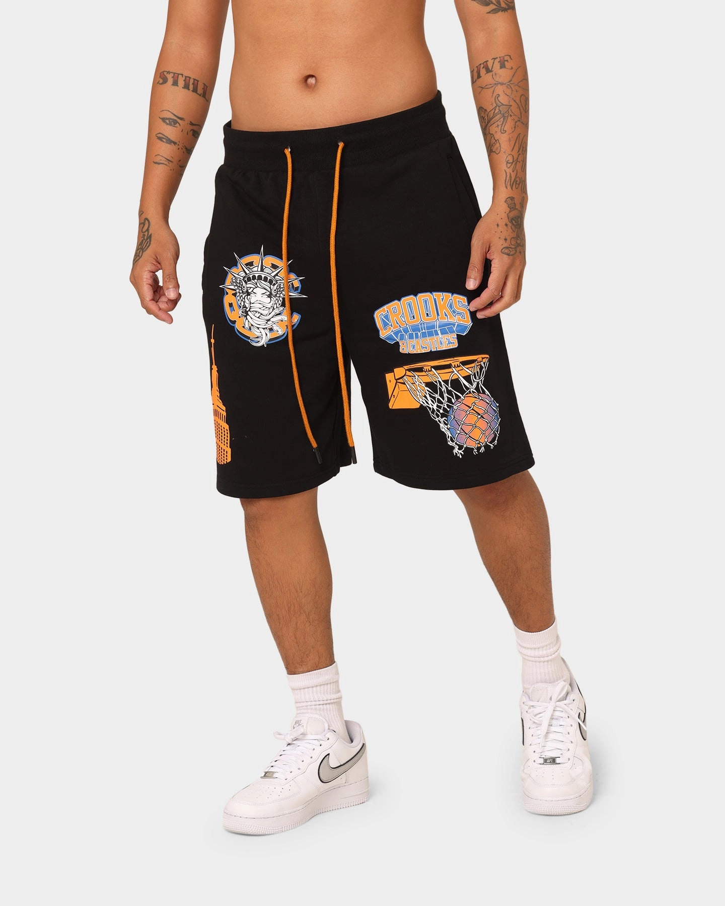 Colorfast Treatment Youth fashion Crooks & Castles NY Shorts Black