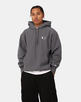 Champion Reverse Weave Big C Hoodie Medium Gray YKK Zipper Casual Use