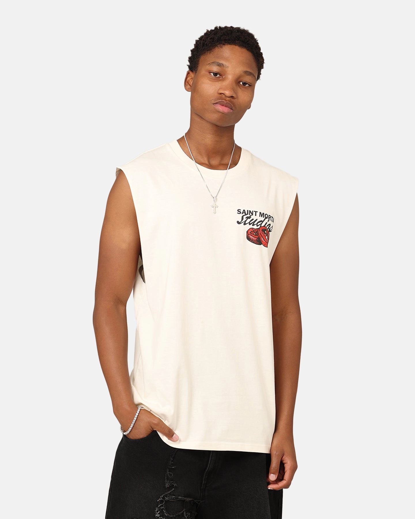 Saint Morta Chilli Fusion Muscle T-Shirt Off White Wrinkle Free Fabric Chafe Free Armhole