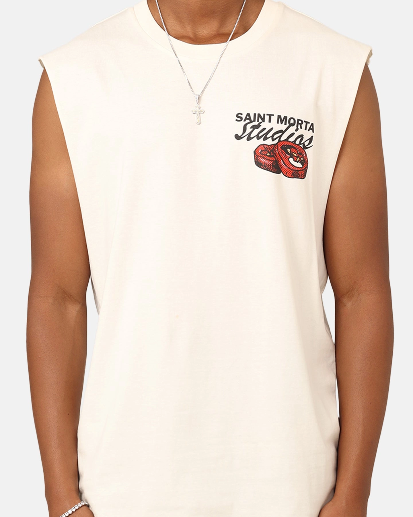 Saint Morta Chilli Fusion Muscle T-Shirt Off White Relaxed Style