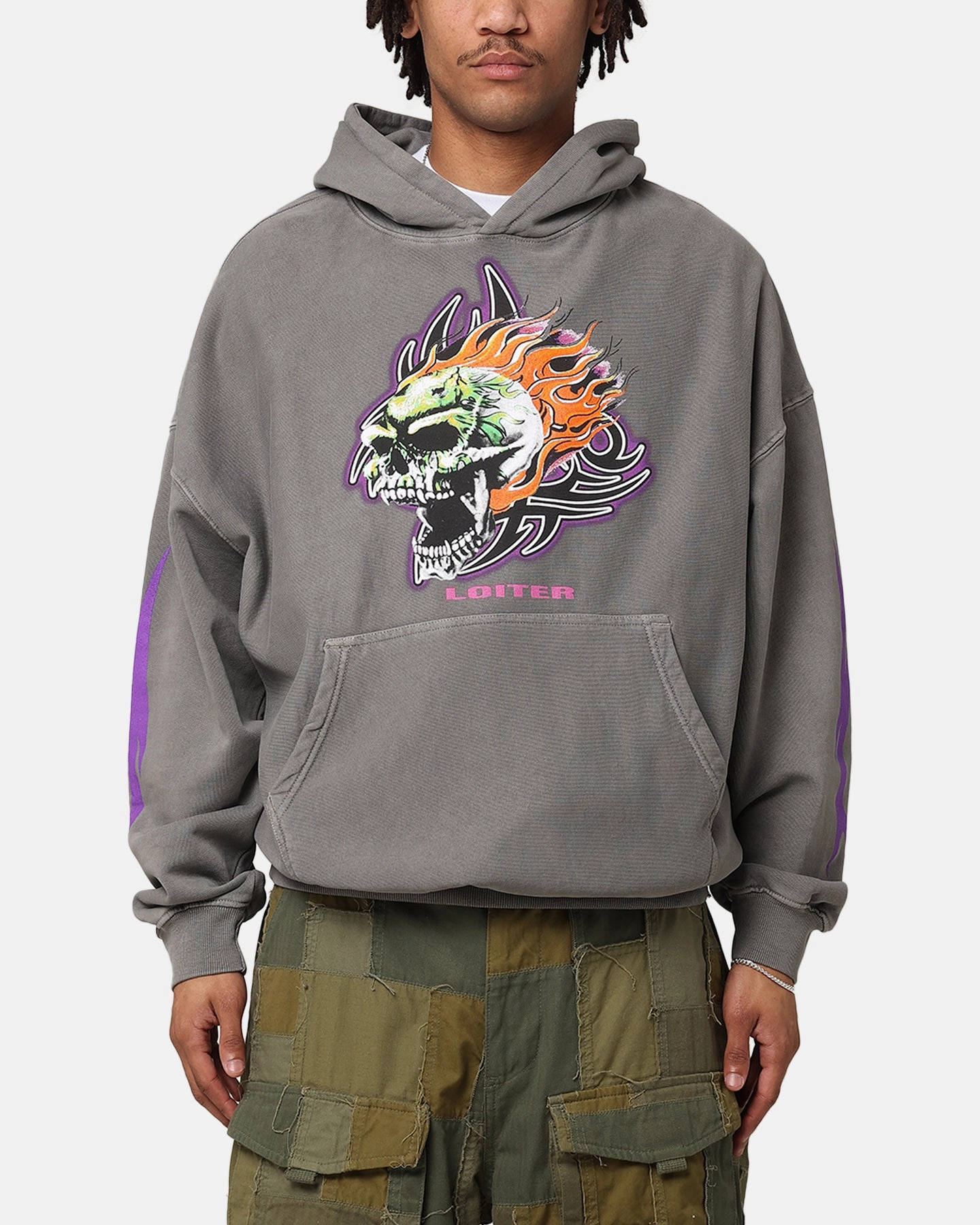 Loiter Rip N Dip Hoodie Washed Charcoal Windproof Jacket platform