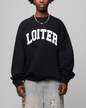 Loiter Arch Premium Crewneck Black Seamless Shoulder Design Anti Pilling