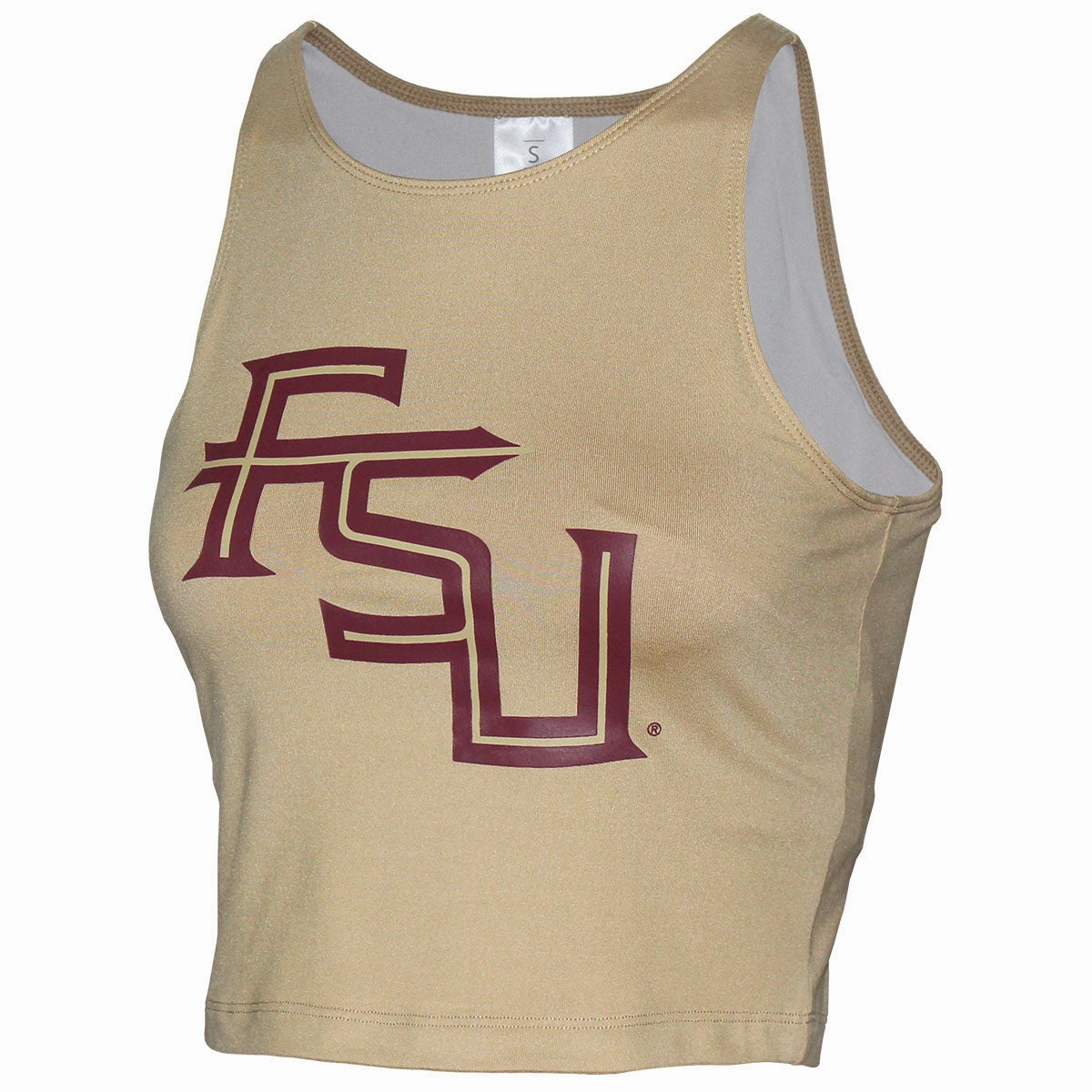 Quick Access Pocket Lockdown Grip ZooZatz's Women's Stacked FSU Crop Tank - Gold