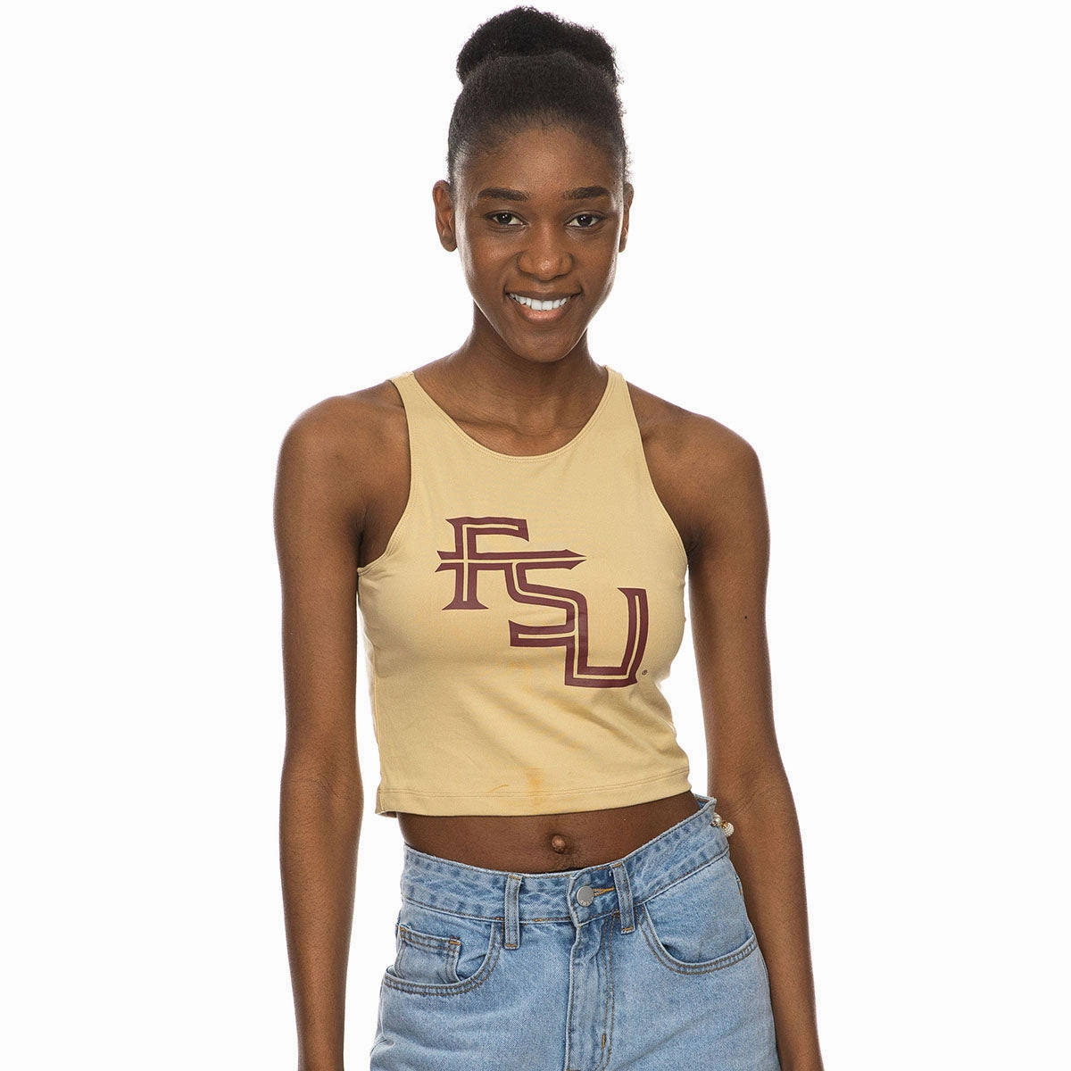 ZooZatz's Women's Stacked FSU Crop Tank - Gold Street Coolness