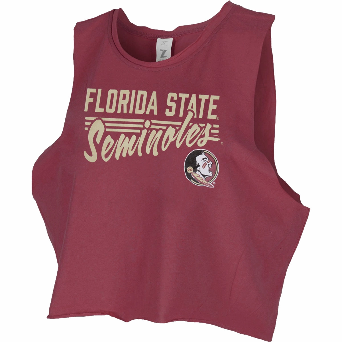 ZooZatz Women's Florida State Seminoles/Seminole Logo Crop Muscle Tank - Garnet Moisture control high - torque
