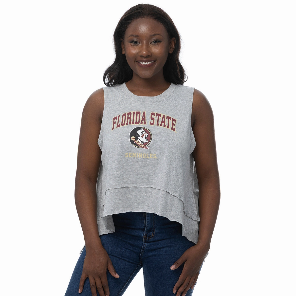 ZooZatz Women's Florida State Seminoles/Seminole Logo Flowy Tank - Grey HighDensity Padding