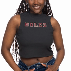 Illuminated large - size wheels ZooZatz Women's Noles Mock Neck Crop Tank - Black