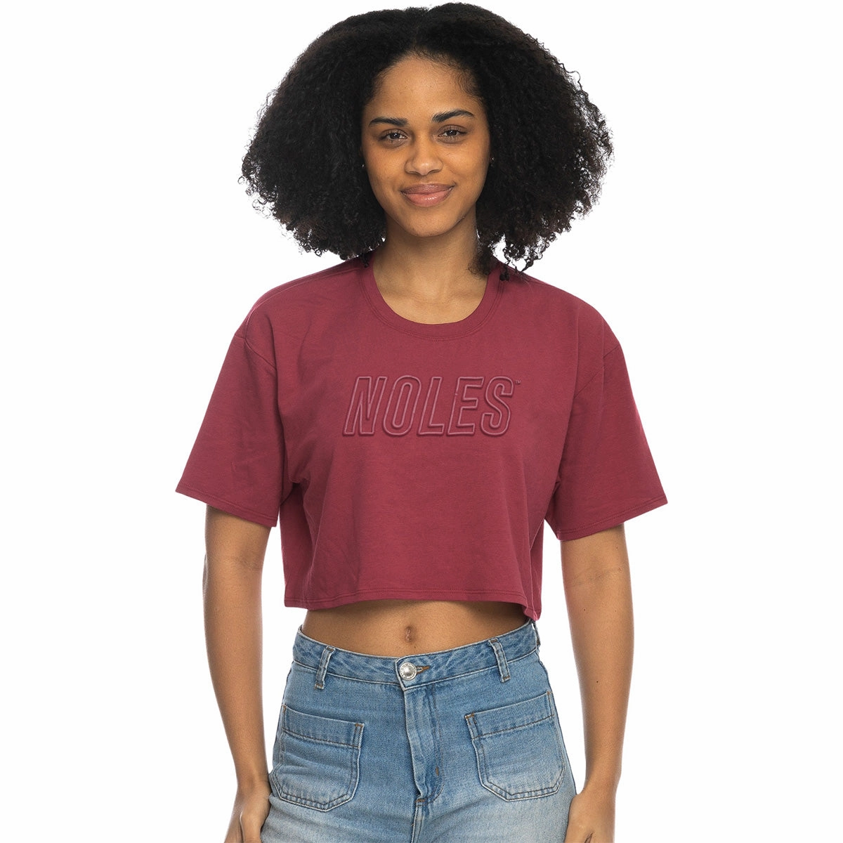 ZooZatz Women's Noles Short Sleeve Boxy Crop T-shirt - Garnet UltraLightweight