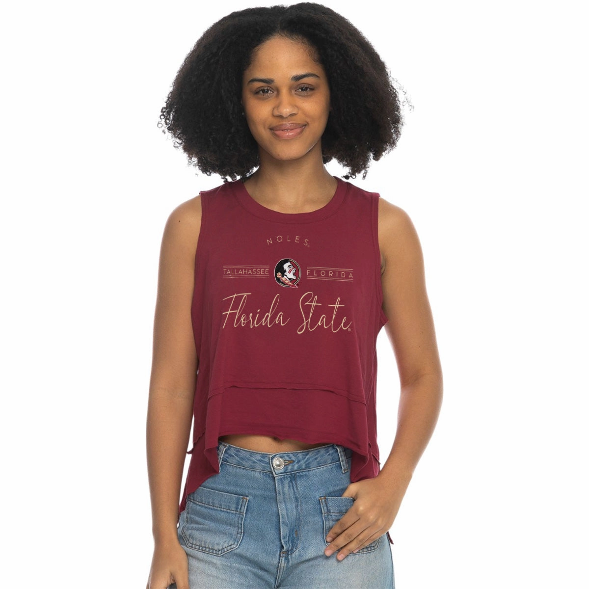 Minimalist Sport Style Cost - savings - achieved ZooZatz Women's Seminole Logo/Noles/Florida State Design Tri-blend Flowy Tank - Garnet