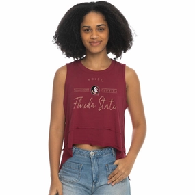 ZooZatz Women's Seminole Logo/Noles/Florida State Design Tri-blend Flowy Tank - Garnet Layer Smooth Remote - controlled