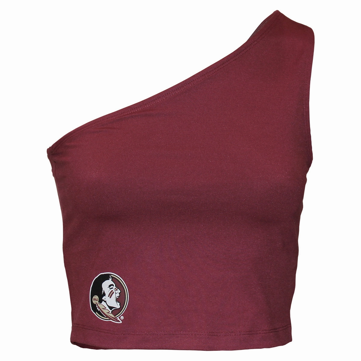 ZooZatz Women's Seminole Logo One Shoulder Crop Tank - Garnet Quick Wear