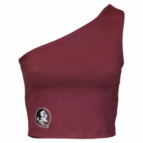 ZooZatz Women's Seminole Logo One Shoulder Crop Tank - Garnet City Style